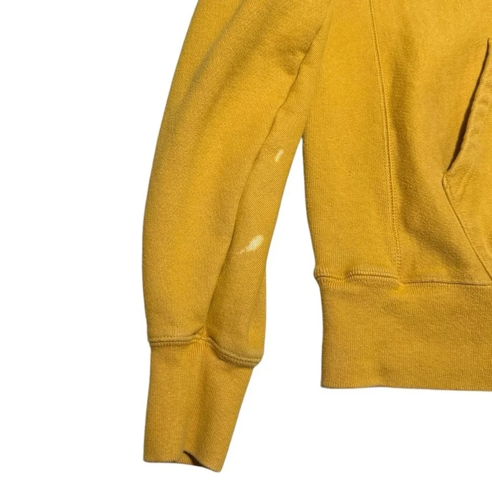 Champion Reverse Weave Yellow Stained Hoodie Sweatshirt Adult Medium